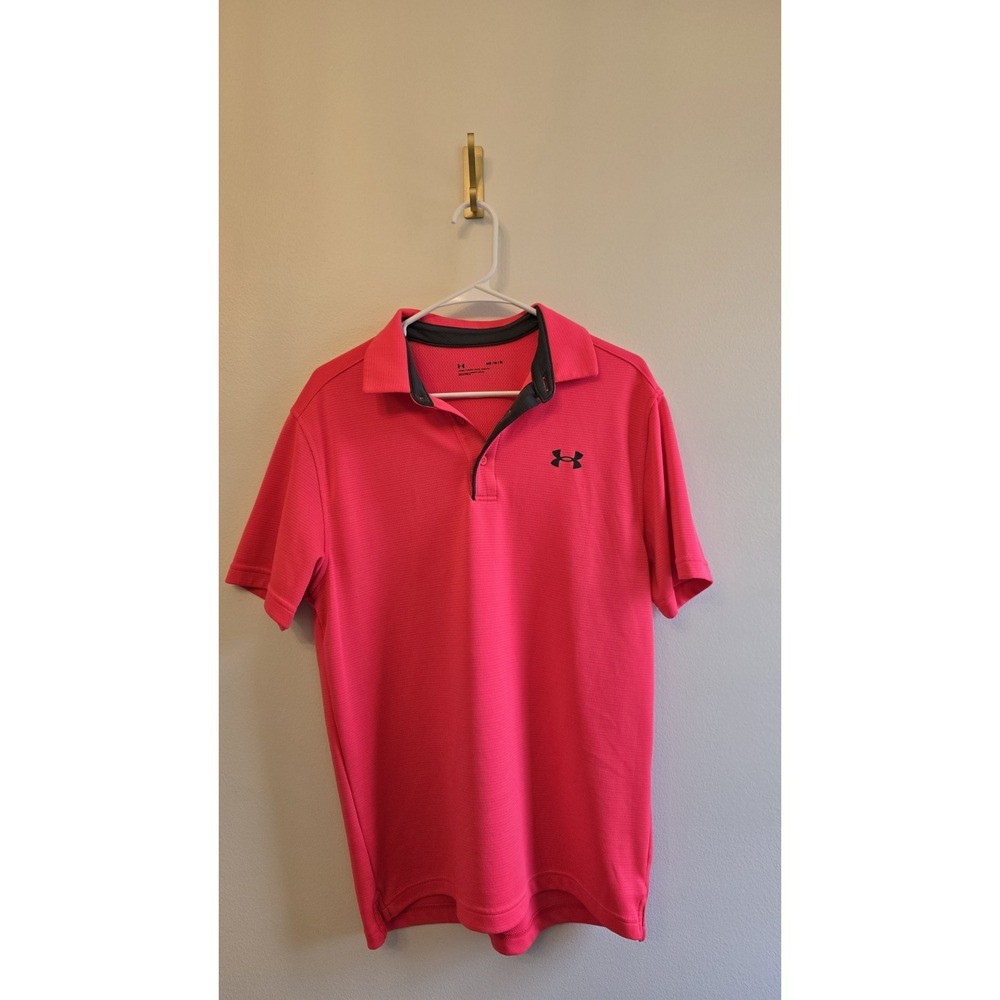 Under Armour Men's Polo Shirt Neon Coral/Bright Pink  Size M  Performance
